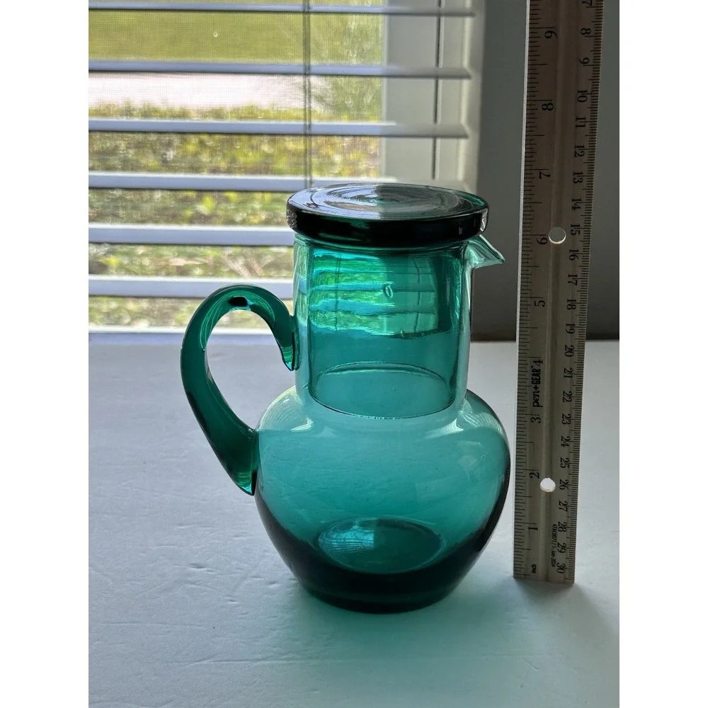 Vintage Teal Green Glass Bedside 